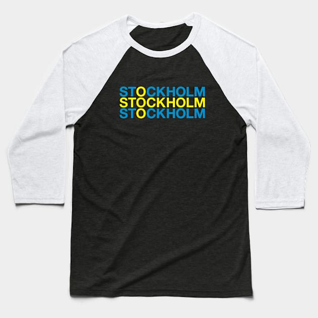 STOCKHOLM Swedish Flag Baseball T-Shirt by eyesblau